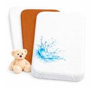 Lovely Hippo Draps Housses 80x160 cm + 1 Alèse Protège Matelas Imperméable Compatible Lit Cabane 80x160 cm (Blanc/Cacao, 80 x 160 cm)