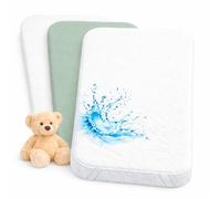 Lovely Hippo Draps Housses 80x160 cm + 1 Alèse Protège Matelas Imperméable Compatible Lit Cabane 80x160 cm (Blanc/Eucalyptus, 80 x 160 cm)