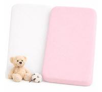 Lovely Hippo Draps Housses 80x160 cm 100% Coton - Compatible Lit Cabane 80x160 cm - sans Produits Chimiques (Blanc/Rose, 80 x 160 cm)