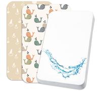 Lovely Hippo Draps Housses Cododo + 1 Alèse Protège Matelas Compatible Berceau - Drap Housse Cododo 100% Coton - Alèse 100% Imperméable (Baleines, 55 x 90 cm)