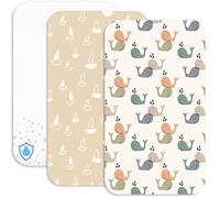 Lovely Hippo Draps Housses Cododo + 1 Alèse Protège Matelas Compatible Cododo Bébé - Drap Housse Cododo 100% Coton - Alèse 100% Imperméable (Baleines, 50 x 83 cm)