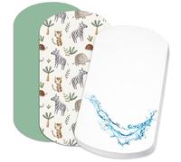 Lovely Hippo Draps Housses Nacelle + 1 Alèse Protège Matelas 40x80 cm - Drap Housse 40x80 cm / 43x83 cm 100% Coton - Alèse couffin 100% Imperméable (Savane, 43 x 83 cm)