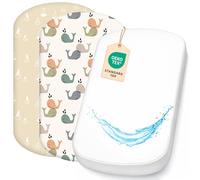 Lovely Hippo Draps Housses Nacelle + 1 Alèse Protège Matelas 40x80 cm - Drap Housse 40x80 cm / 43x83 cm 100% Coton - Alèse couffin 100% Imperméable (Baleines, 43 x 83 cm)