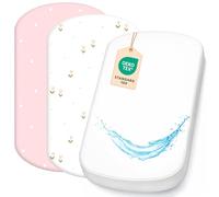 Lovely Hippo Draps Housses Nacelle + 1 Alèse Protège Matelas 40x80 cm - Drap Housse 40x80 cm / 43x83 cm 100% Coton - Alèse couffin 100% Imperméable (Fleurs, 43 x 83 cm)