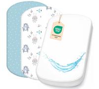 Lovely Hippo Draps Housses Nacelle + 1 Alèse Protège Matelas 40x80 cm - Drap Housse 40x80 cm / 43x83 cm 100% Coton - Alèse couffin 100% Imperméable (Animaux Bleus, 43 x 83 cm)