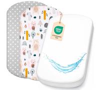 Lovely Hippo Draps Housses Nacelle + 1 Alèse Protège Matelas 40x80 cm - Drap Housse 40x80 cm / 43x83 cm 100% Coton - Alèse couffin 100% Imperméable (Animaux Forêt, 43 x 83 cm)