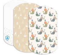 Lovely Hippo Lot de 2 draps-housses 100 % coton + 1 protège-matelas en matériau 100 % imperméable - Lot de 3 - Compatible Iora, Sleepi Mini (Walbabys, 60 x 80 cm)