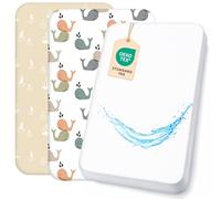 Lovely Hippo Lot de 3 draps-housses 100 % coton + 1 protège-matelas 100 % imperméable, compatible avec Chicco Kinderkraft (Walbabys, 50 x 83 cm)
