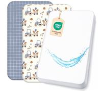 Lovely Hippo Lot de 3 linceux-ci avec coins élastiques en 100 % coton + 1 housse de matelas, 100 % matériau imperméable, compatible Chicco, Kinderkraft (tracteur, 50 x 83 cm)