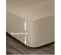 LOVELY HOME Drap Housse 100% Coton 140x190cm - Bonnet 35cm - Beige