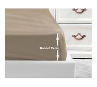 LOVELY HOME Drap Housse 100% coton 140x190x25 cm beige Beige