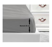 Drap Housse 100% coton 140x190x25 cm gris clair