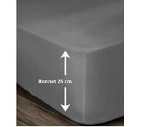 Lovely Home Drap-housse 100% coton 140 x 190 x 25 cm gris foncé