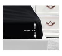 Lovely Home Drap-housse 100% coton 140 x 190 x 25 cm Noir