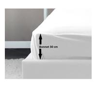 LOVELY HOME Drap Housse 100% coton 140x190x30 cm blanc