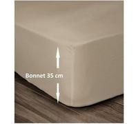 Lovely Home Drap-housse 100% coton 160x200 cm bonnet 35 cm beige