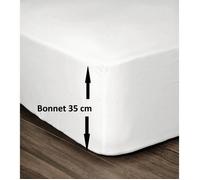 LOVELY HOME Drap Housse 100% Coton 160x200cm - Bonnet 35cm - Blanc