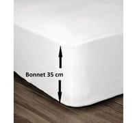 LOVELY HOME Drap Housse 100% Coton 160x200cm - Bonnet 35cm - Blanc Blanc G