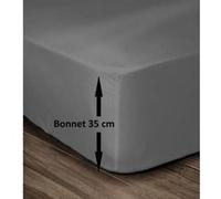 Lovely Home Drap-housse 100% coton 160x200 cm Bonnet 35 cm Gris foncé