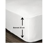 Lovely Home Drap-housse 100% coton 160 x 200 x 25 cm blanc