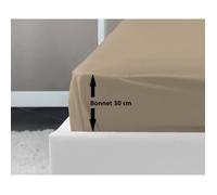 LOVELY HOME Drap Housse 100% coton 160x200x30 cm beige