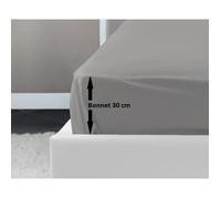 LOVELY HOME Drap Housse 100% coton 160x200x30 cm gris clair Gris clair