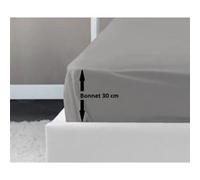 LOVELY HOME Drap Housse 100% coton 160x200x30 cm gris clair Gris clair G