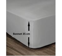 LOVELY HOME Drap Housse 100% Coton 180x200cm - Bonnet 35cm - Gris clair