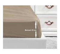 LOVELY HOME Drap Housse 100% coton 180x200x25 cm - Beige