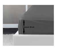 LOVELY HOME Drap Housse 100% coton 180x200x30 cm gris foncé