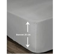 Drap Housse 100% coton 90x190x25 cm gris clair