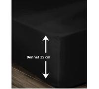 Lovely Home Drap housse 100% coton 90 x 190 x 25 cm Noir