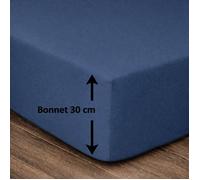 Lovely Home Drap housse 140 x 190 + 30 cm 100% coton Bleu