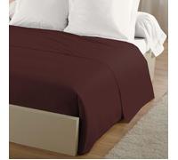 LOVELY HOME Drap Plat 100% coton 180x290 cm -1 personne - Marron Marron chocolat G