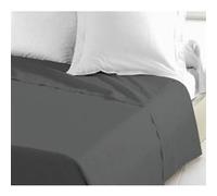 Lovely Home Drap plat 100% coton 180x290 cm pour 1 personne Gris foncé