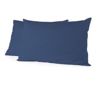 LOVELY HOME Lot de 2 taies d'oreiller rectangulaires - 50 x 70 cm - 100% coton - Bleu Neutre