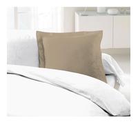 LOVELY HOME Lot de 2 Taies d'Oreillers 100% coton 63x63 cm beige