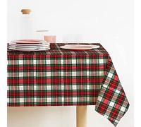 Lovely Home - Nappe de Noël rectangulaire en tissu teint avec fil lurex, motif tartan écossais, fabriquée en Italie, Nappe de Noël Made In Italy, motif écossais (140x180, Blanc)