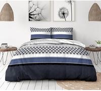 LOVELY HOME Parure de couette Coton BOOGIE Bleu 220x240cm