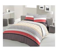 LOVELY HOME Parure de Couette Coton Boogie Corail 220x240cm