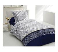 LOVELY HOME Parure de couette Coton RAINBOW - Bleu marine - 140x200 cm
