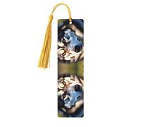 Lovely Husky Lot de 5 marque-pages artistiques pour femme, pompons en bois, fournitures d'étude