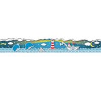 Lovely Kids bordure autocollante pour chambre d'enfant Fishing Captain bleu jaune rouge blanc gris 5,00 m x 0,155 m