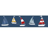 Lovely Kids bordure autocollante pour chambre d'enfant Sailor Friends bleu rouge jaune blanc 5,00 m x 0,155 m