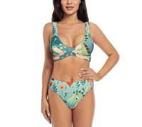 Lovely Little Dinosaur Baby Print Bikini cintré pour femme Col en V Maillot de bain deux pièces pour plage et piscine, Noir/blanc, XL