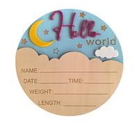 Lovely Moon Charm Birth Welcome Board Newborns Baby Shower avec poids et hauteur record en bois naturel accessoires photo panneau annonce bébé