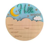 Lovely Moon Charm Birth Welcome Board Newborns Baby Shower avec poids et hauteur record en bois naturel accessoires photo panneau annonce bébé