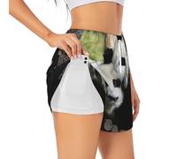 Lovely Pandas Short de sport d'été pour femme Loisirs quotidiens Jogging cyclisme exercice en plein air, blanc, XL Grande longueur