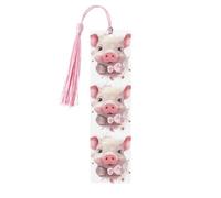 Lovely Pig Marque-page en bois pour amateurs de livres et pompons Accessoires de lecture Club Party