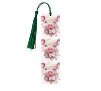 Lovely Pig Marque-page en bois pour amateurs de livres et pompons Accessoires de lecture Club Party